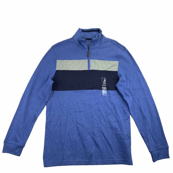 Club Room Mens 1/4-Zip French Rib Sweater Blue S - Picture 1 of 4